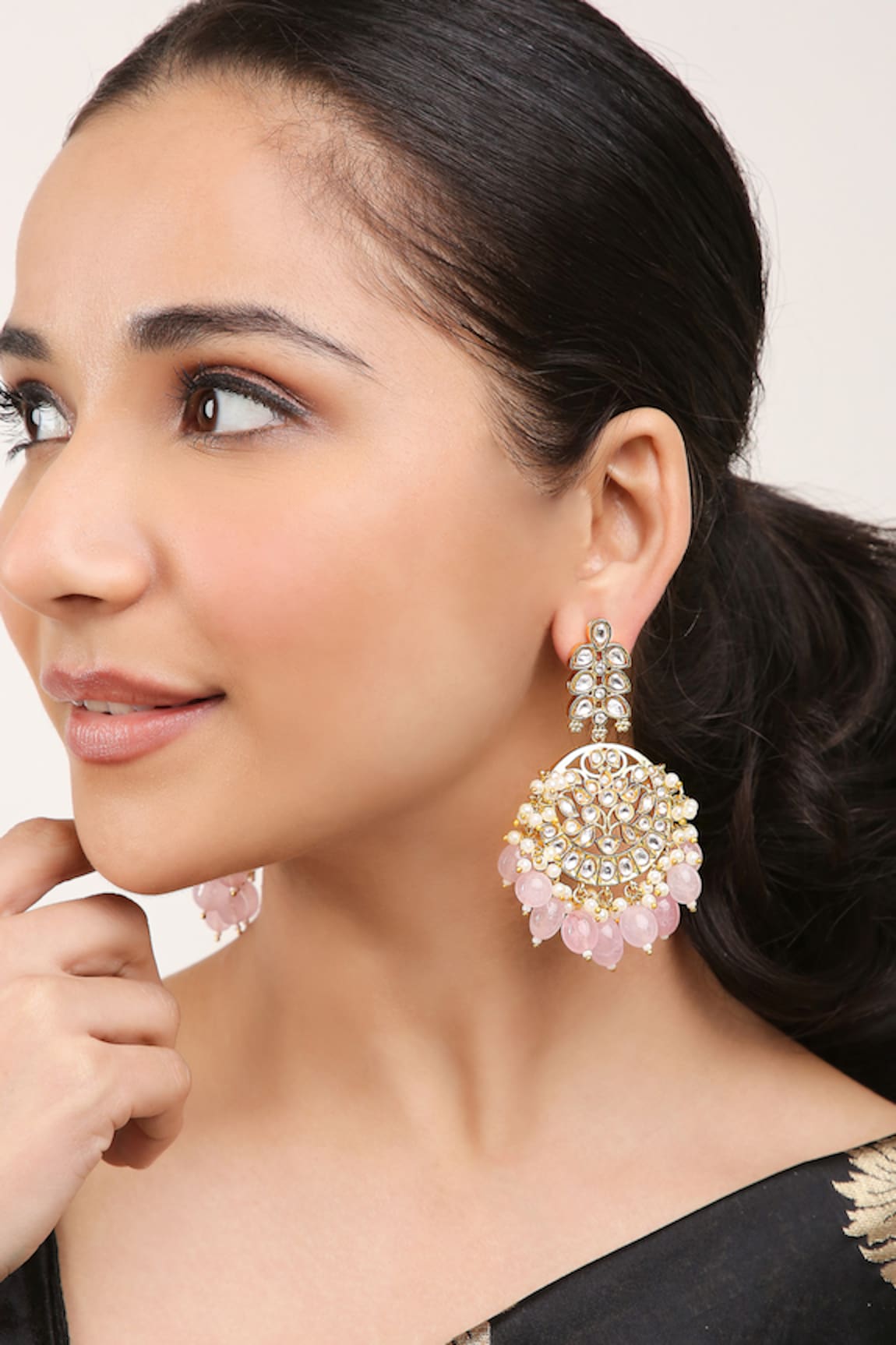 Khushi Jewels Bead Drops Embellished Chandbali Earrings