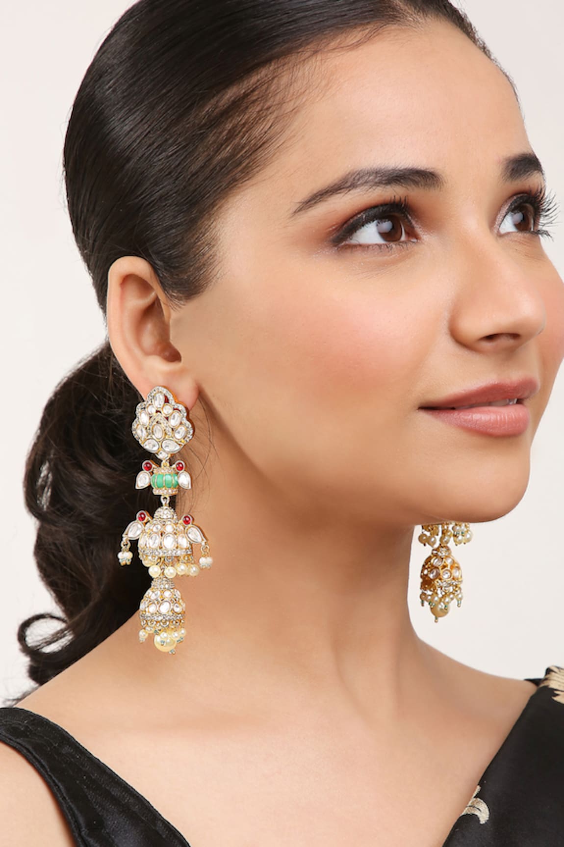 Khushi Jewels Kundan Polki Embellished Long Earrings