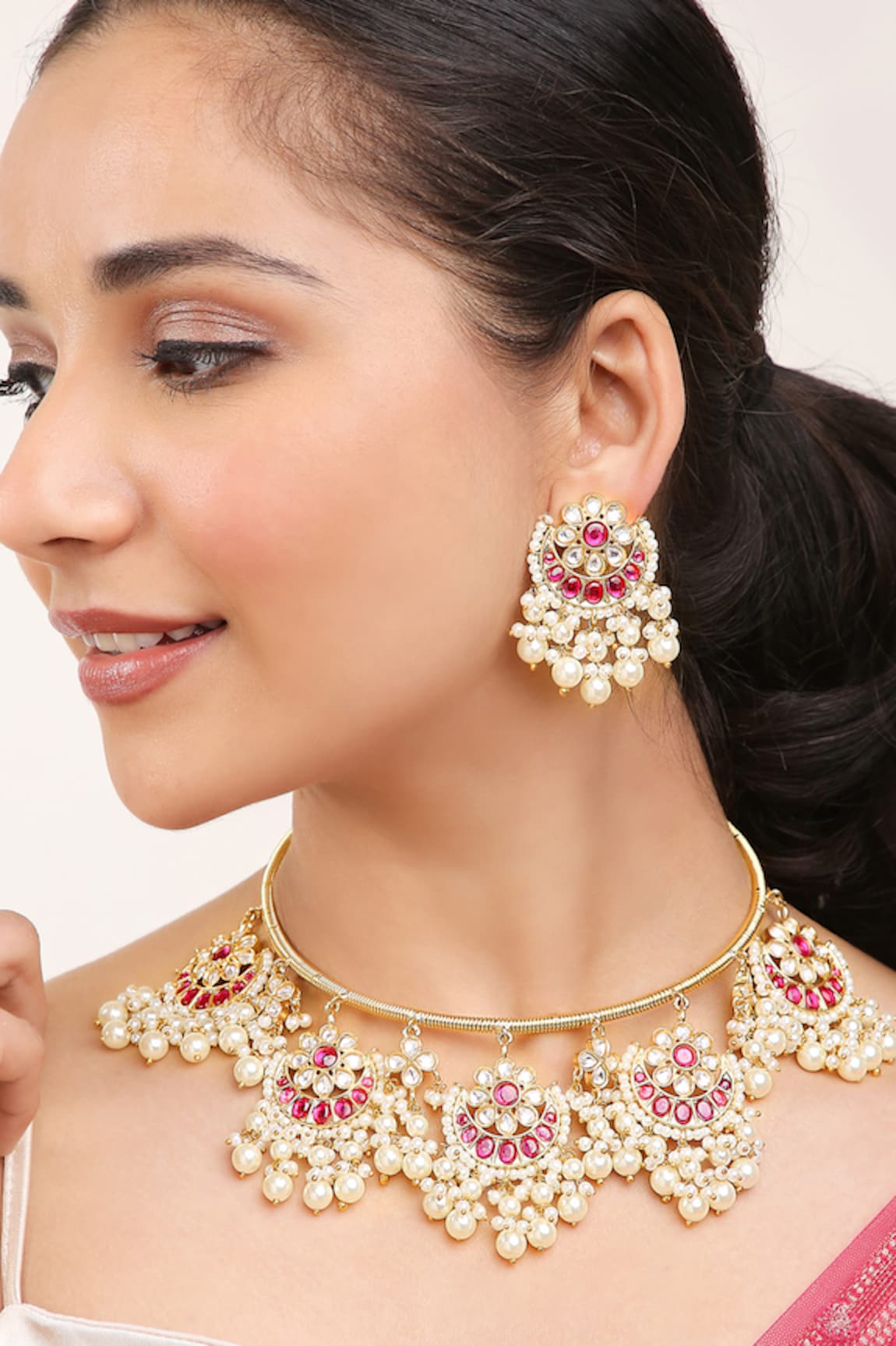 Khushi Jewels Kundan Embellished Choker Necklace Set