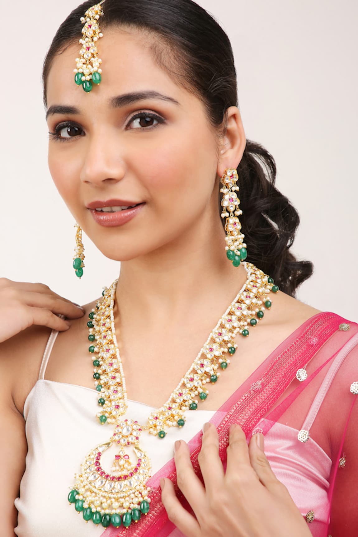 Khushi Jewels Embellished Long Pendant Necklace Set