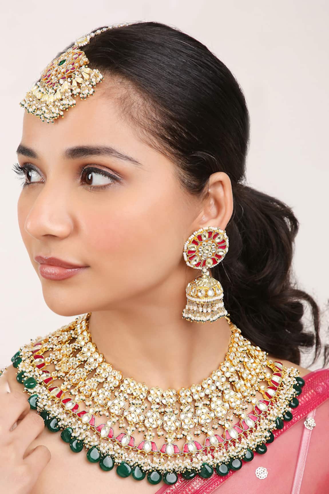 Khushi Jewels Stone Drop Embellished Choker Necklace Set