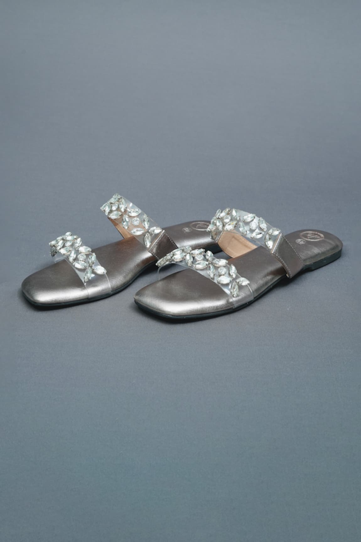 Sana K luxurious Footwear Bloom Stone Embellished Open Toe Carats Flats