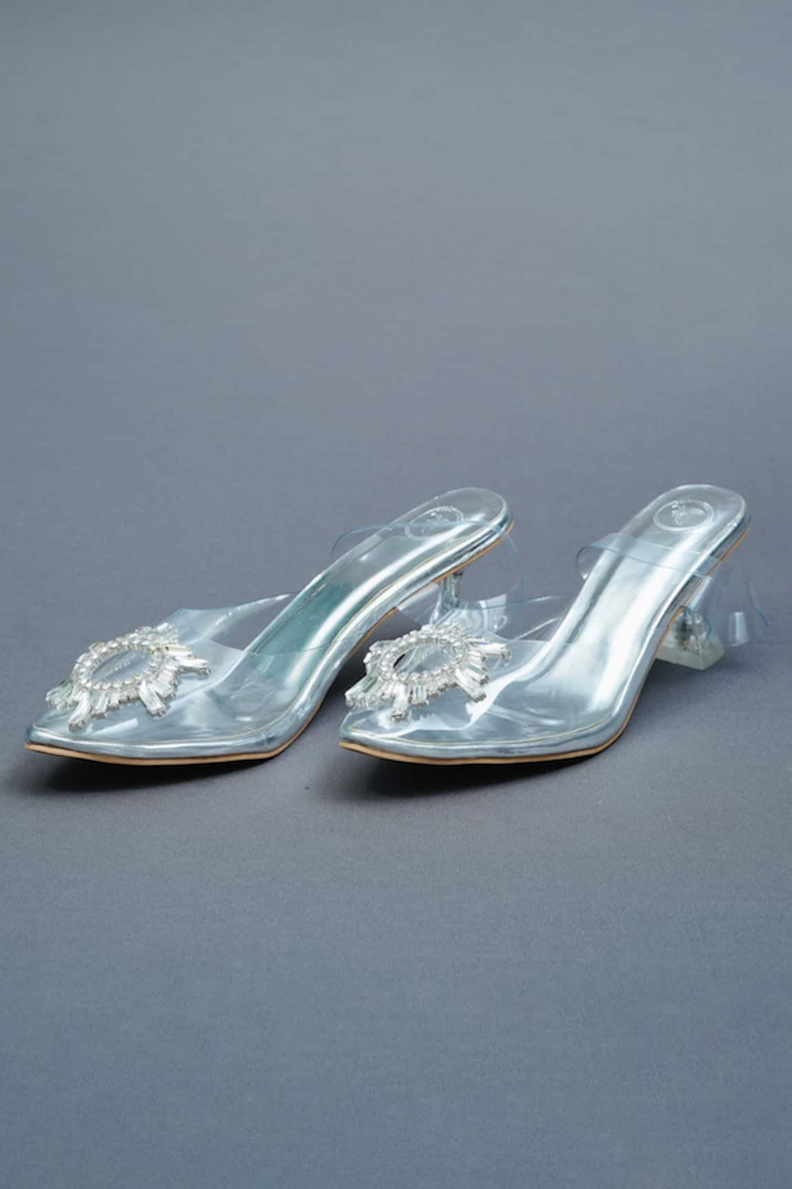 Sana K luxurious Footwear Star Swarovski Bloom Embellished Clear Heels