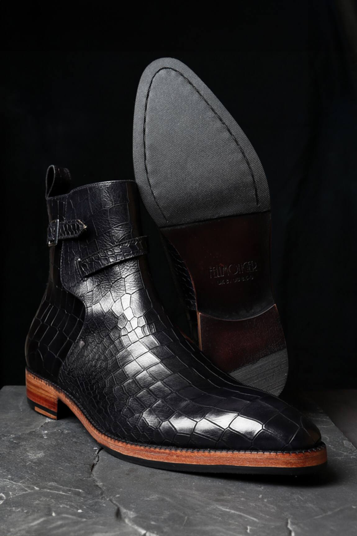 Fellmonger Croco Mirror Glossed Jodhpur Boots 