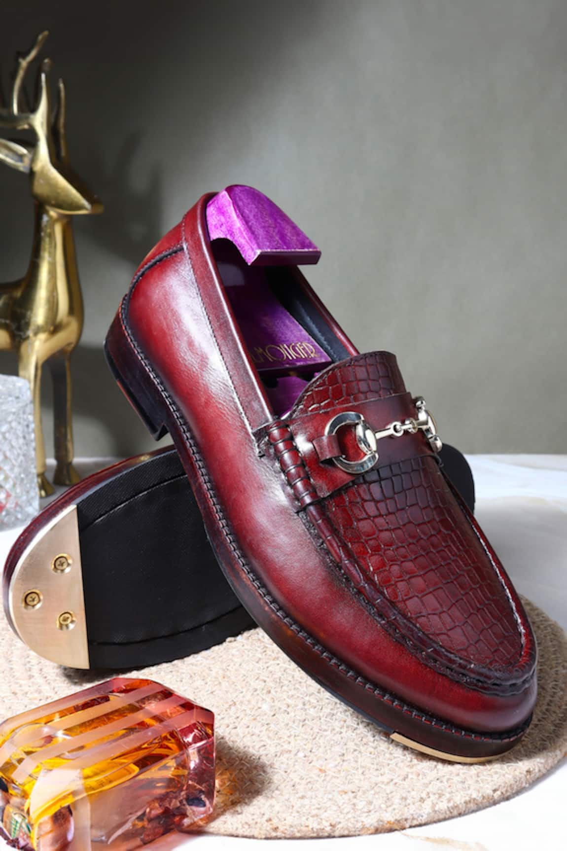 FELLMONGER Leather Buckle Embellished Loafers