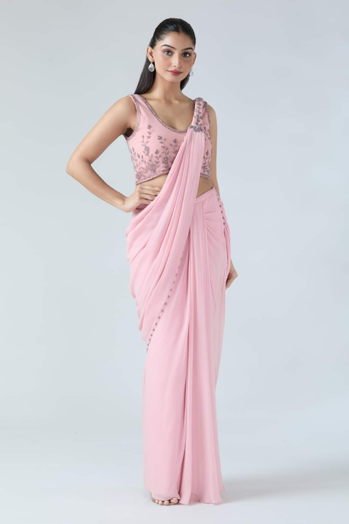 ARPAN VOHRA Pre-Draped Saree With Sequin Blouse