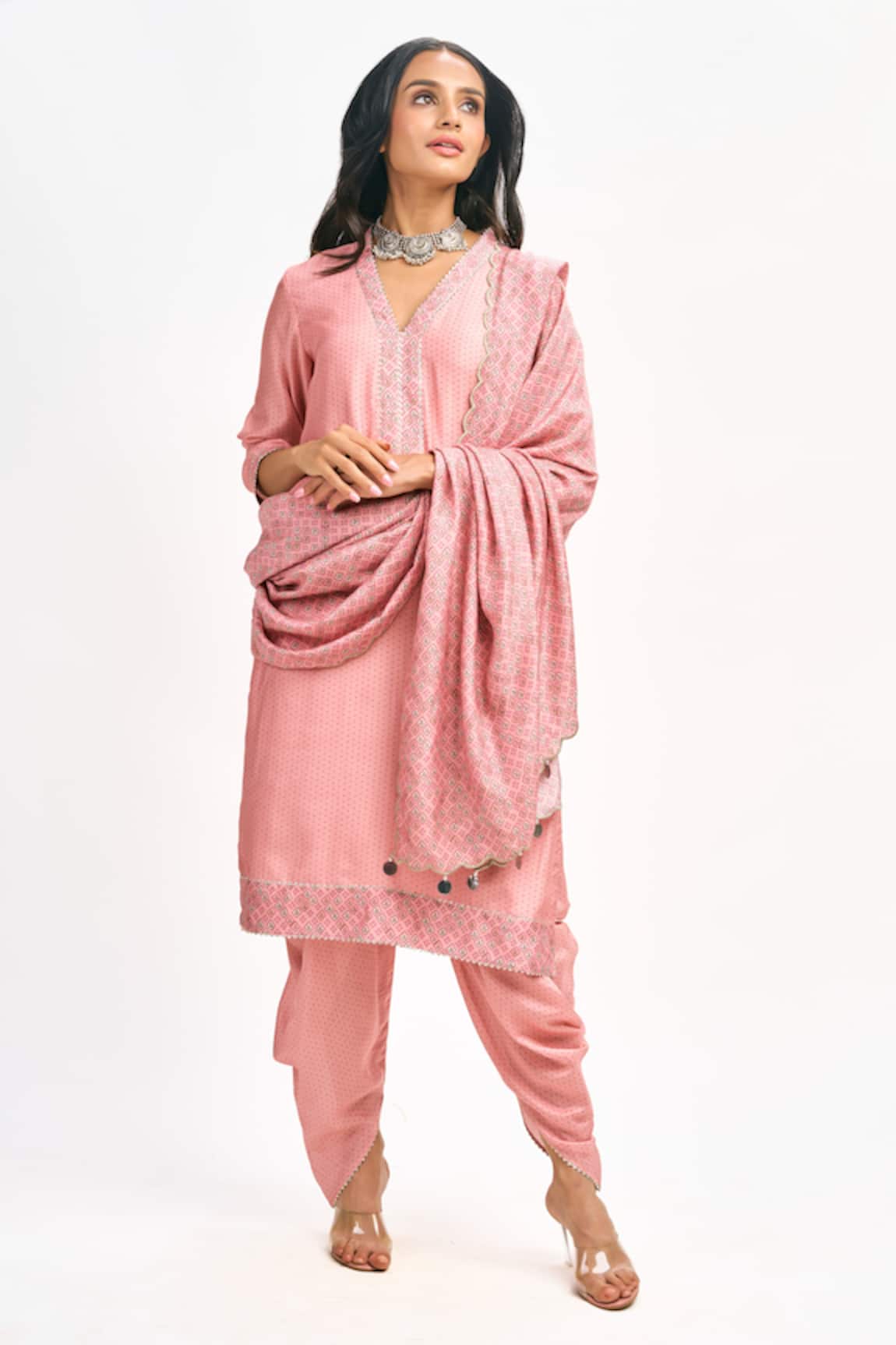 Tanu Malhotra Cotton Silk Printed Kurta Dhoti Pant Set