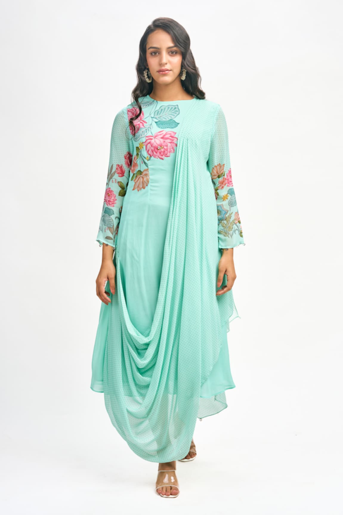 Tanu Malhotra Polka Dot Print Draped Dress