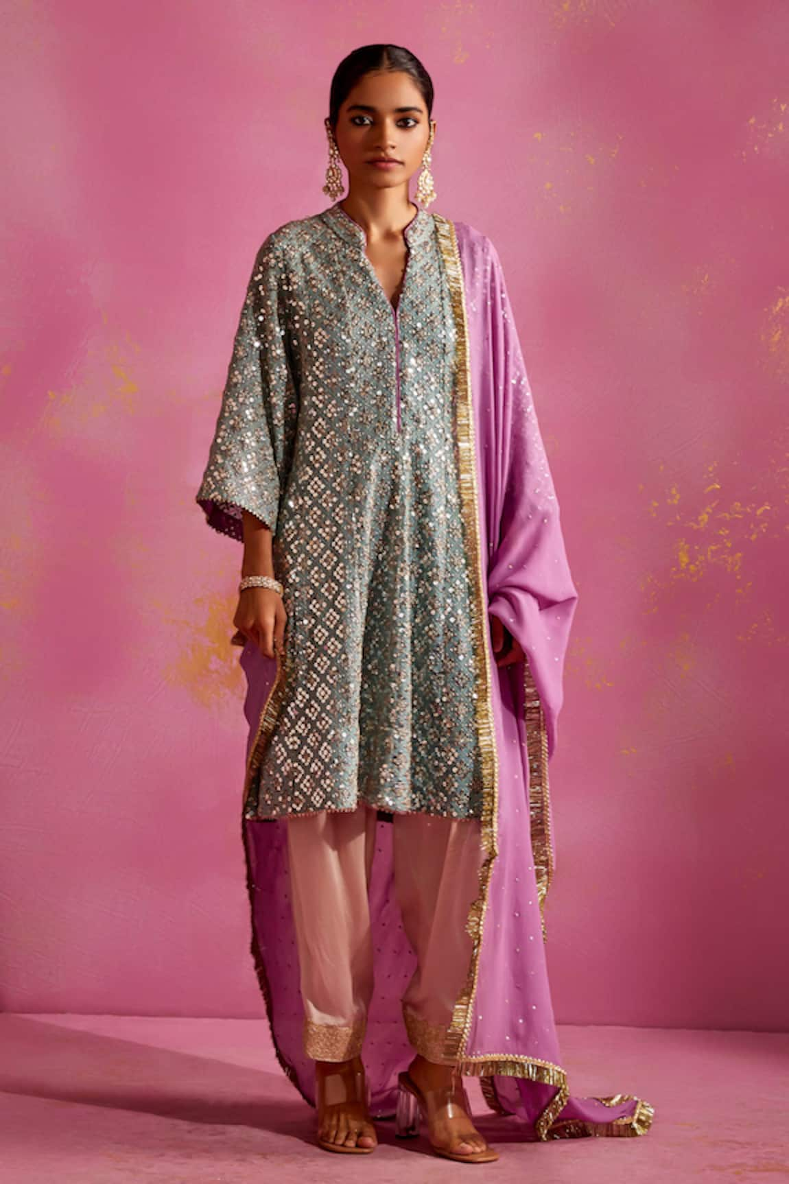 Mustard Moon by Neyha and Vrinda Sequin Embroidered Kurta Salwar Set