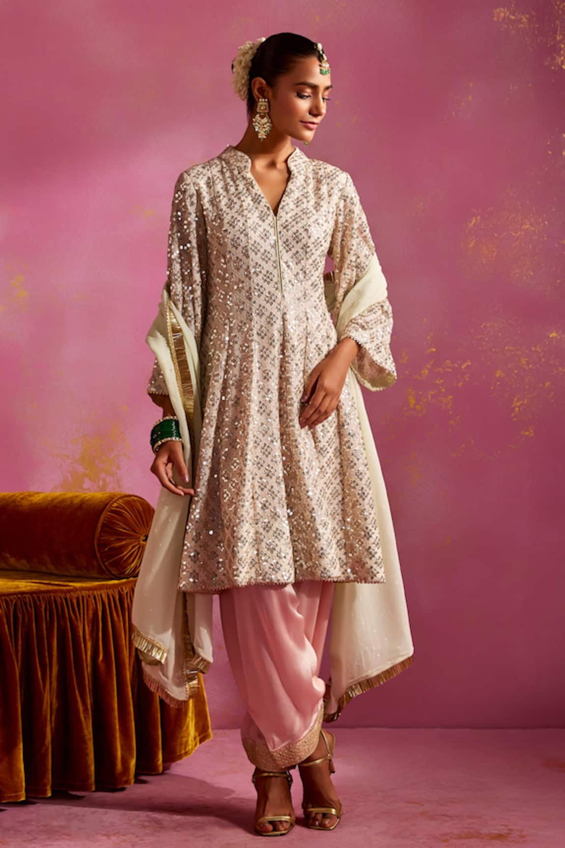 Mustard Moon by Neyha and Vrinda Sequin Work Kurta Salwar Set