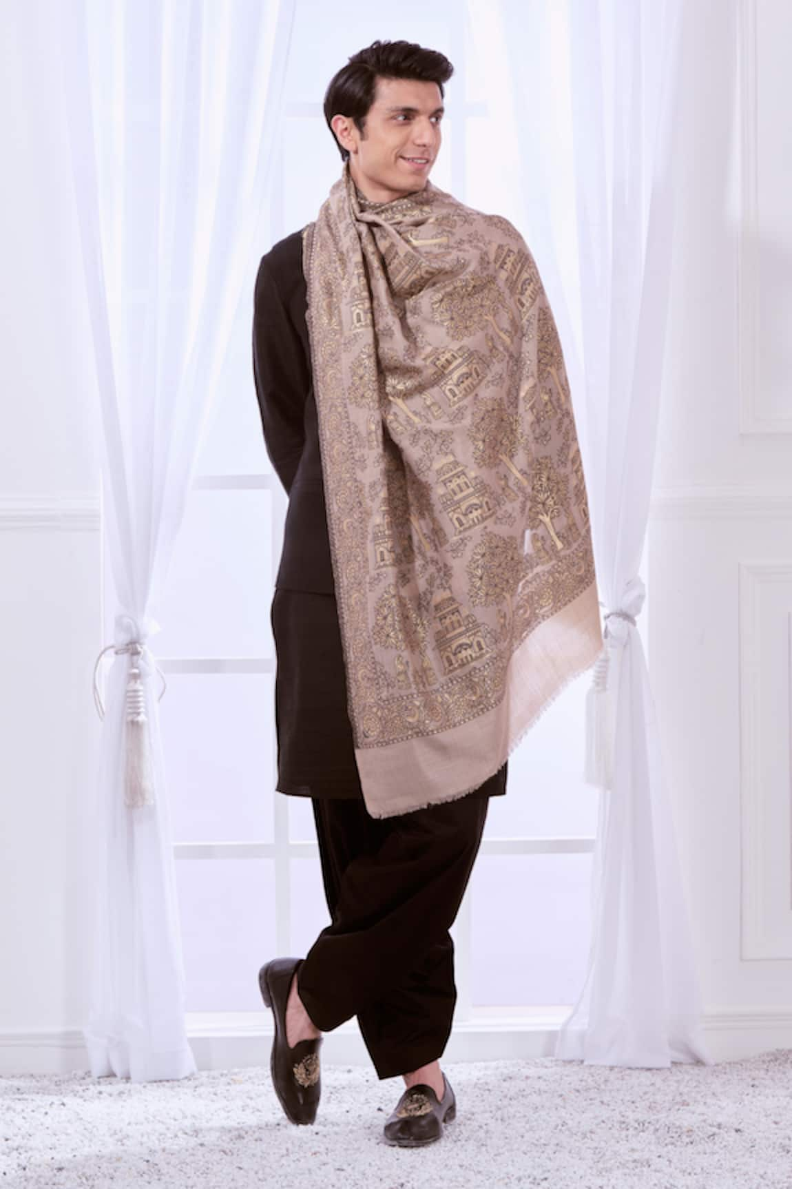 Taroob Fine Wool Zari Work Shawl