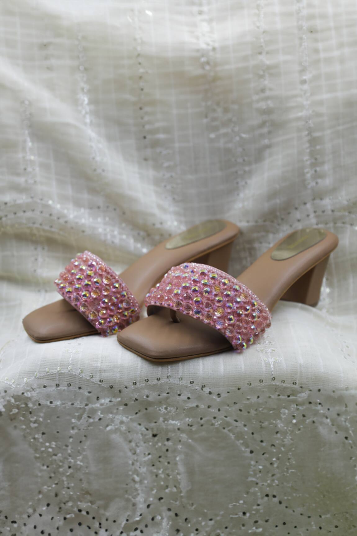 Foot Fuel Crystal Embellished Heels 