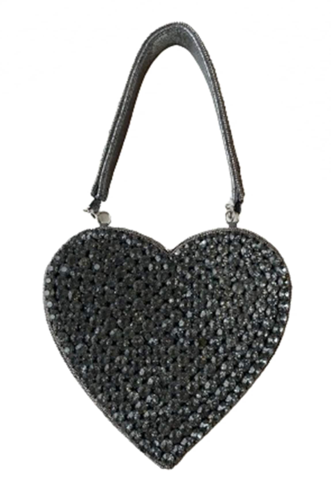 Oceana Clutches Rhinestone Embellished Heart Bag