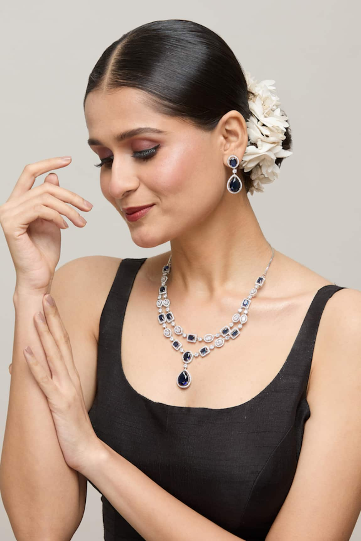 Chaotiq By Arti Diamond Studded Layered Necklace Set