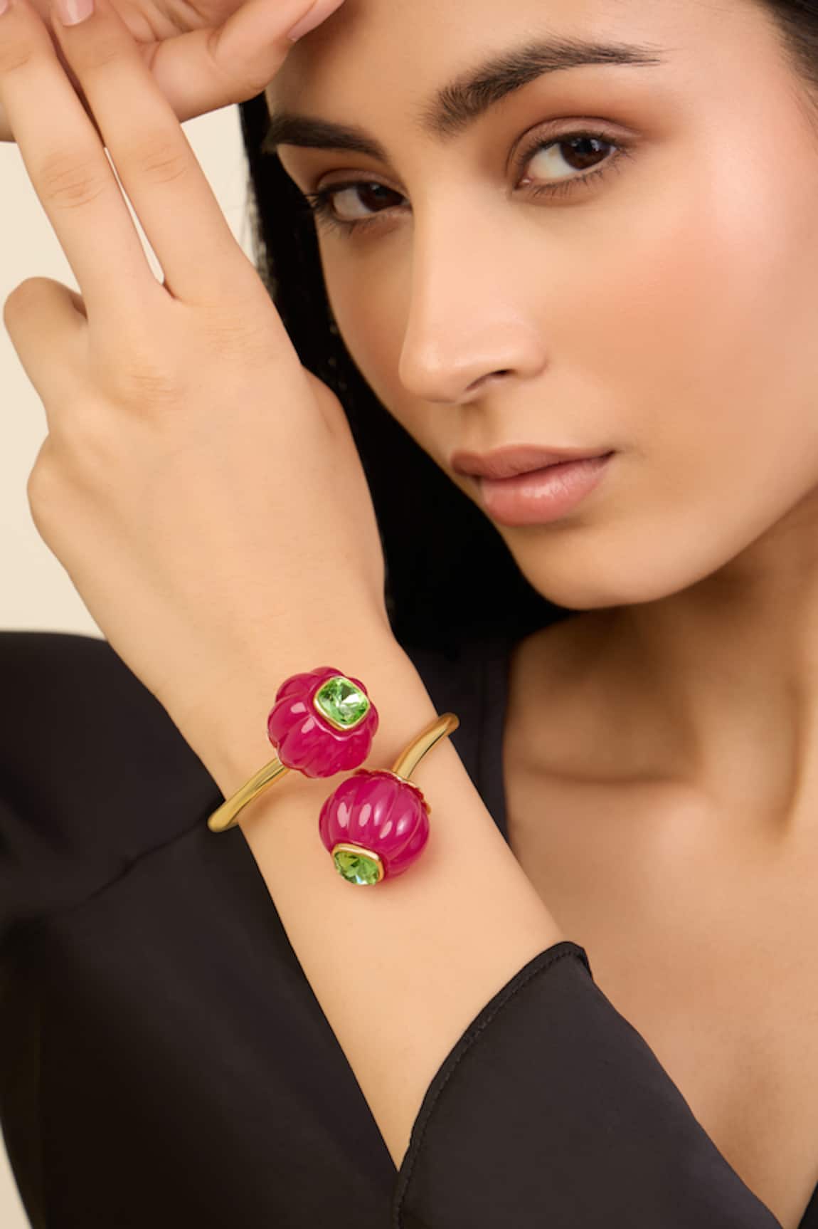 Isharya Crystal Embellished Twisted Cuff Bracelet