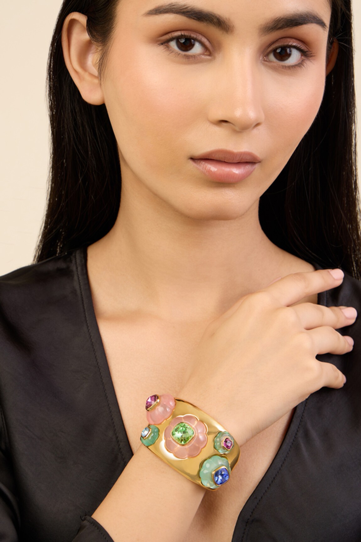 Isharya Crystal Resin Statement Cuff Bracelet