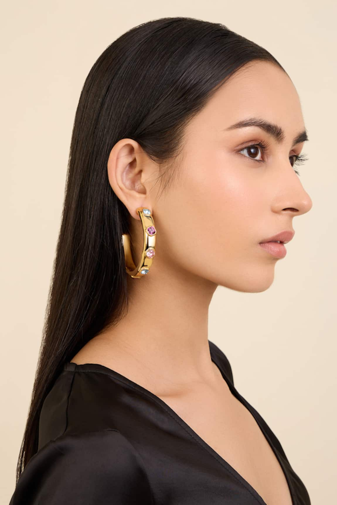 Isharya Charm Me Crystal Embellished Hoops