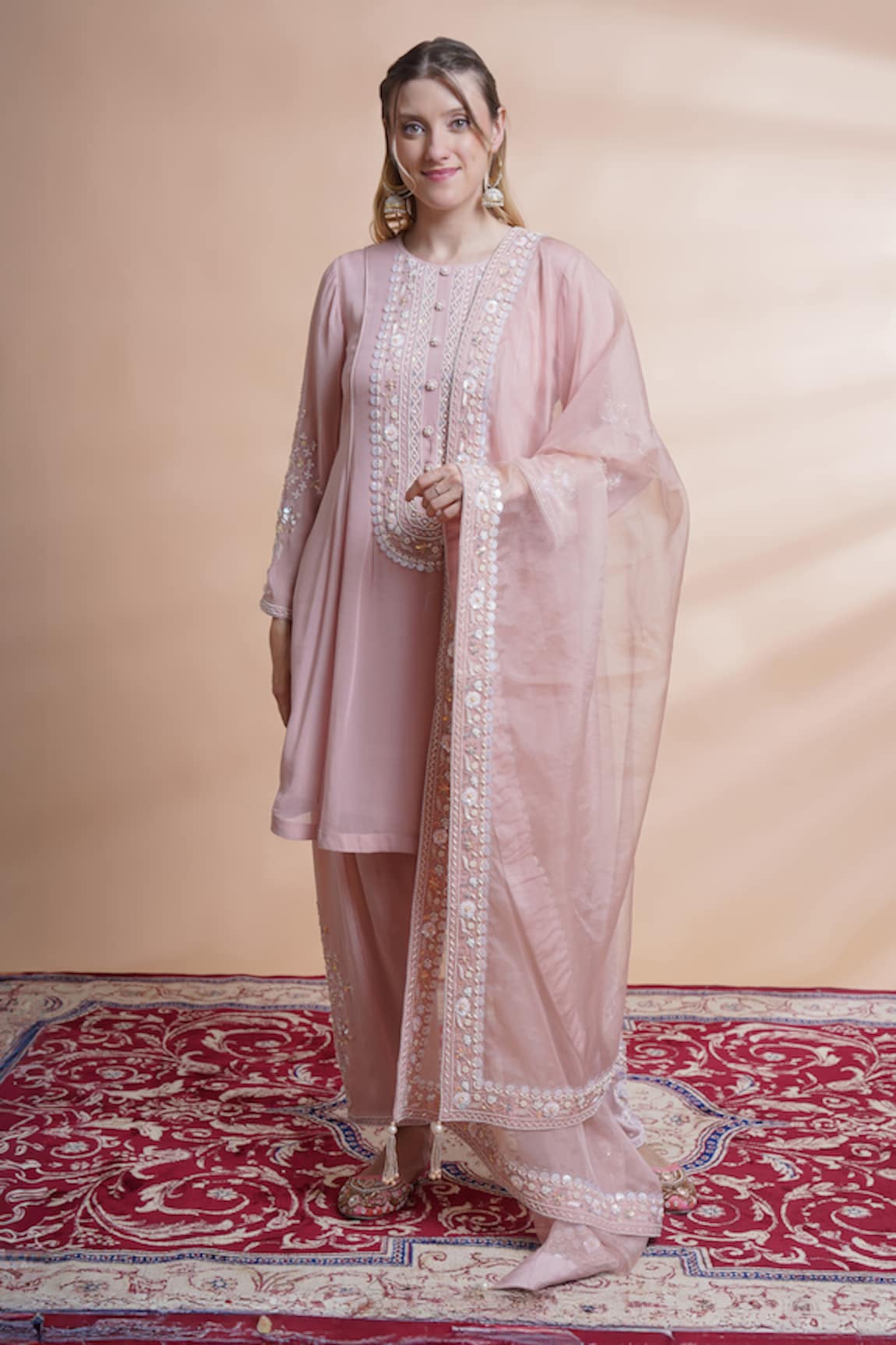 HOUSE OF SUPRIYA Embroidered A-line Kurta Pant Set