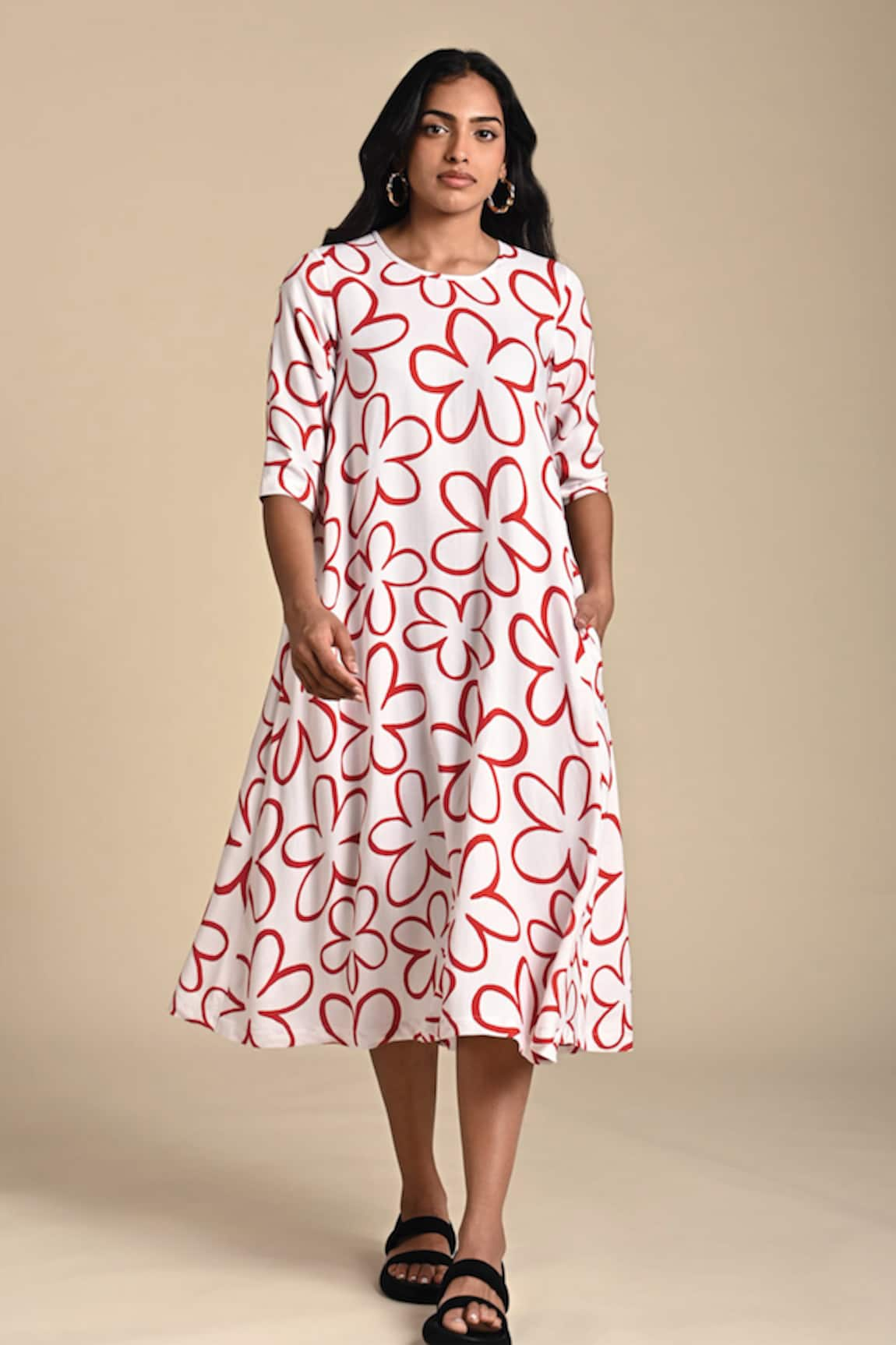 Kanelle Poppy Print Midi Dress