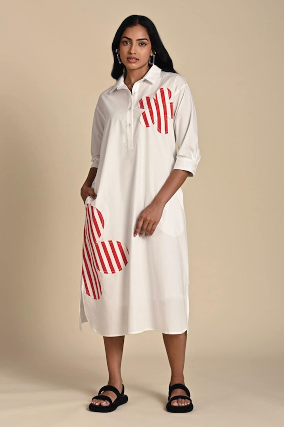 Kanelle Wiona Striped Flora Patch Work Dress