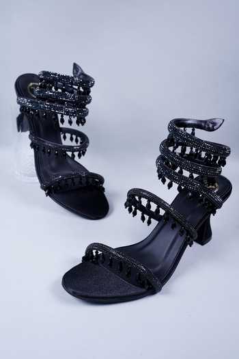 Sana K luxurious Footwear Spring Strap Embellished Heels 
