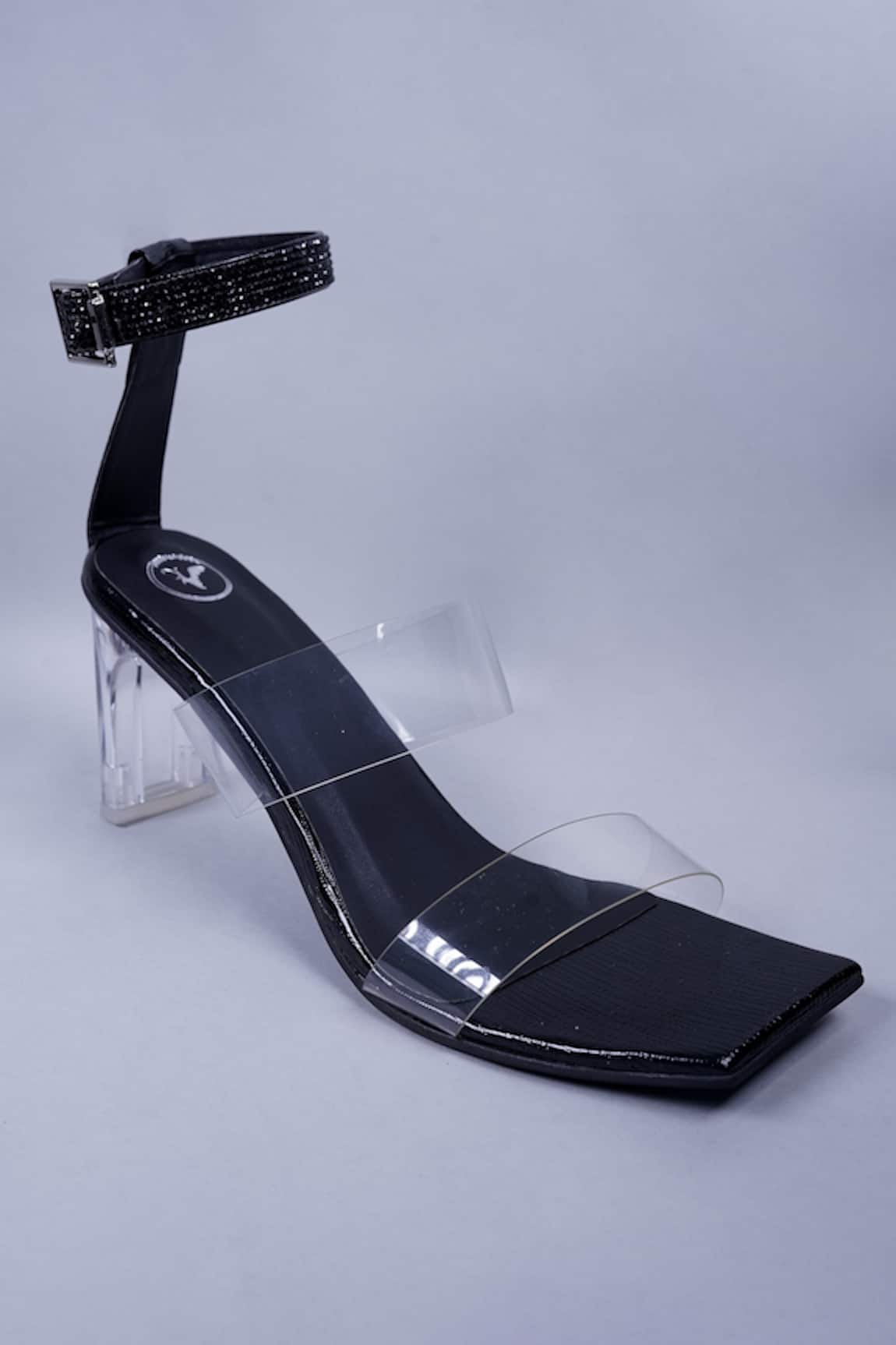 Sana K luxurious Footwear Rhinestone Studded Ankle Strap Heels