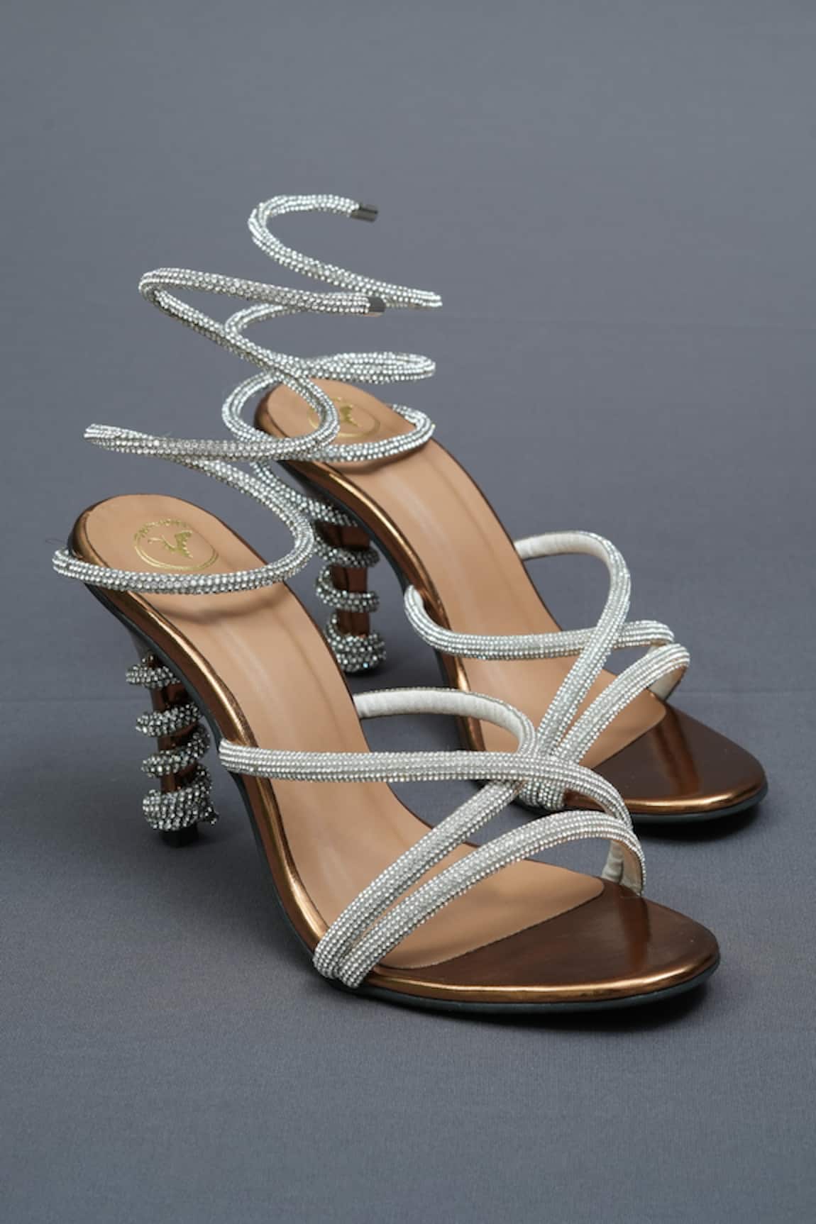 Sana K luxurious Footwear Rhinestone Studded Spring Heels 