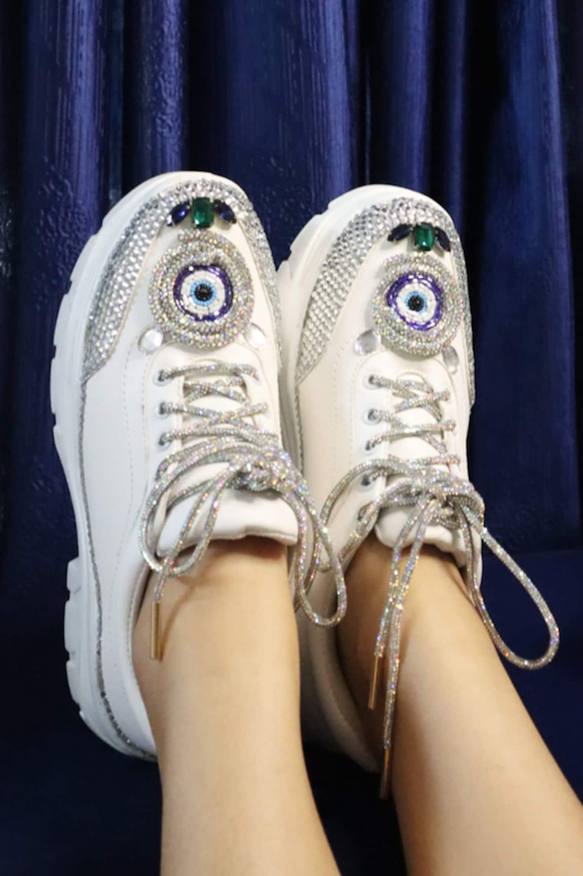 Chal Jooti Gaze Glamour Evil Eye Embellished Sneakers