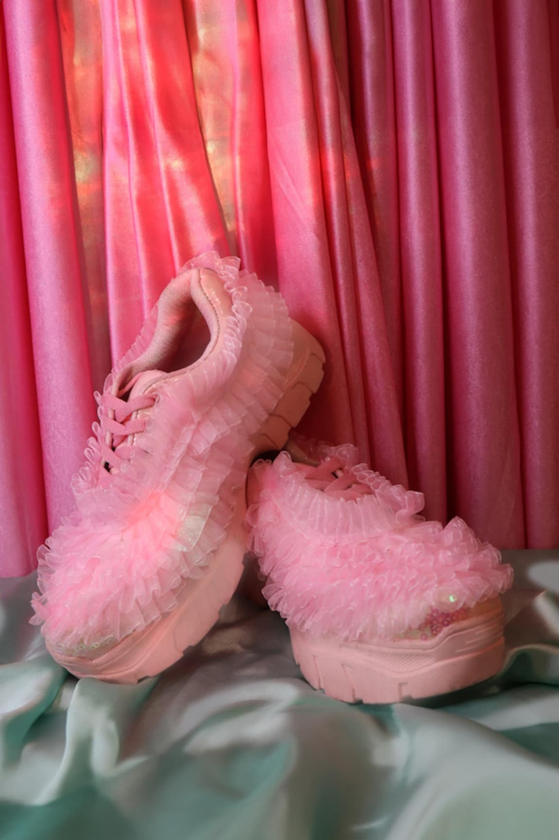 Chal Jooti Candy Floss Frill Pleated Sneakers