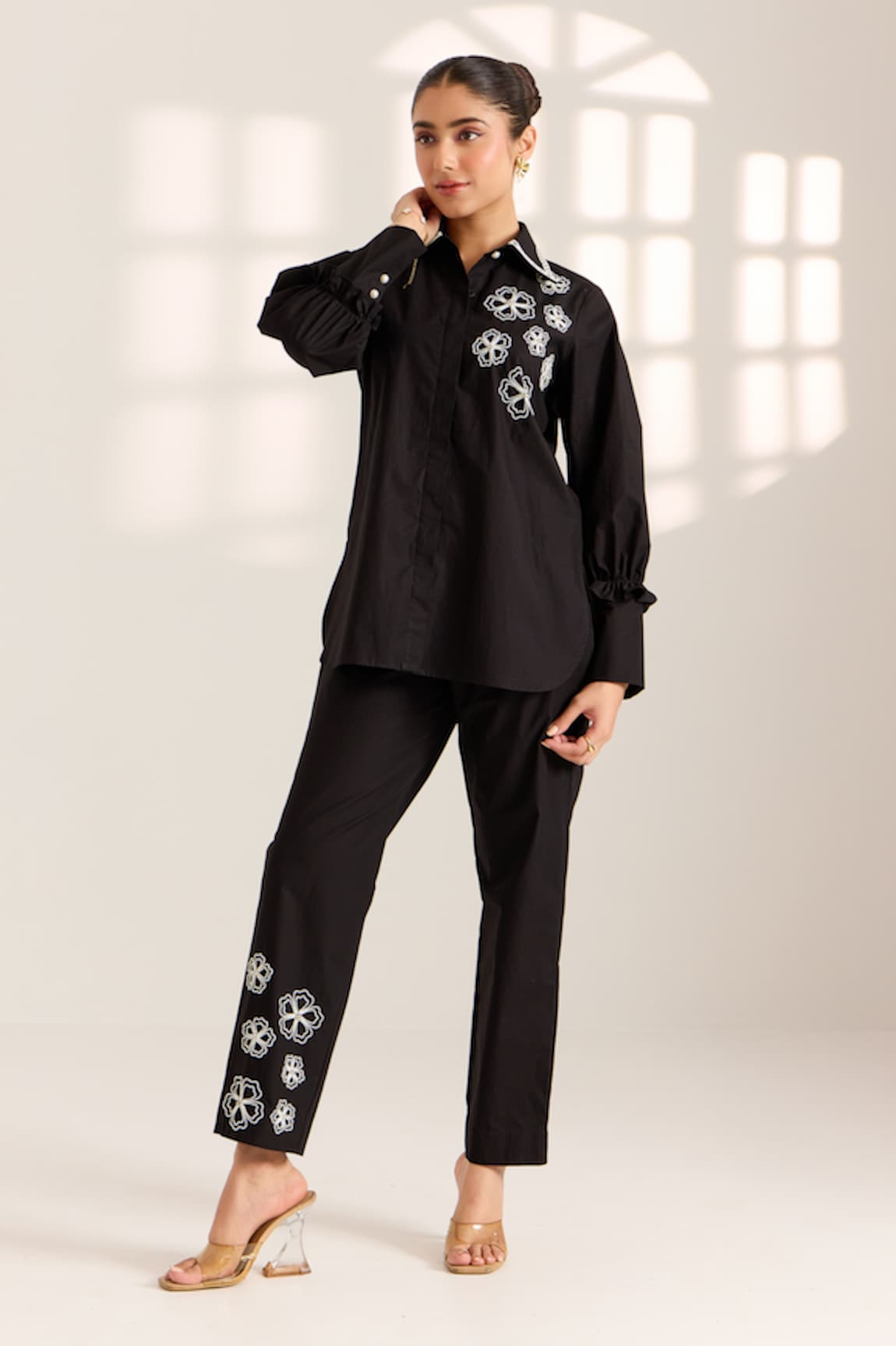 Sonal Pasrija Blossom Bead Embellished Shirt With Pant