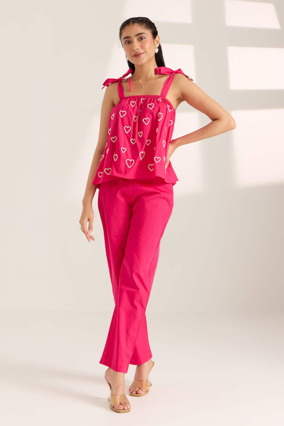 Sonal Pasrija Heart Bead Embellished Top With Pant