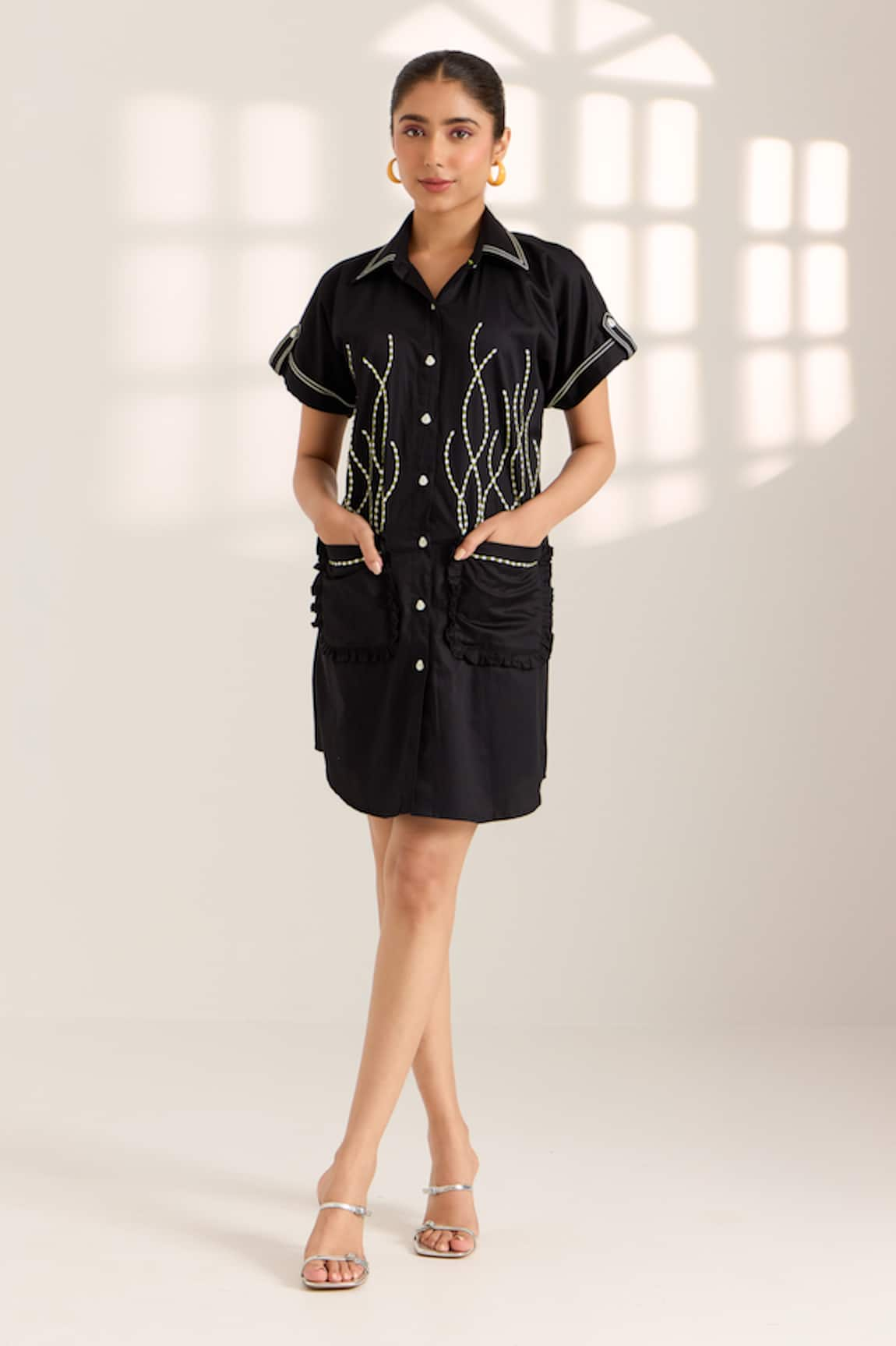 Sonal Pasrija Wave Embellished Shirt Dress