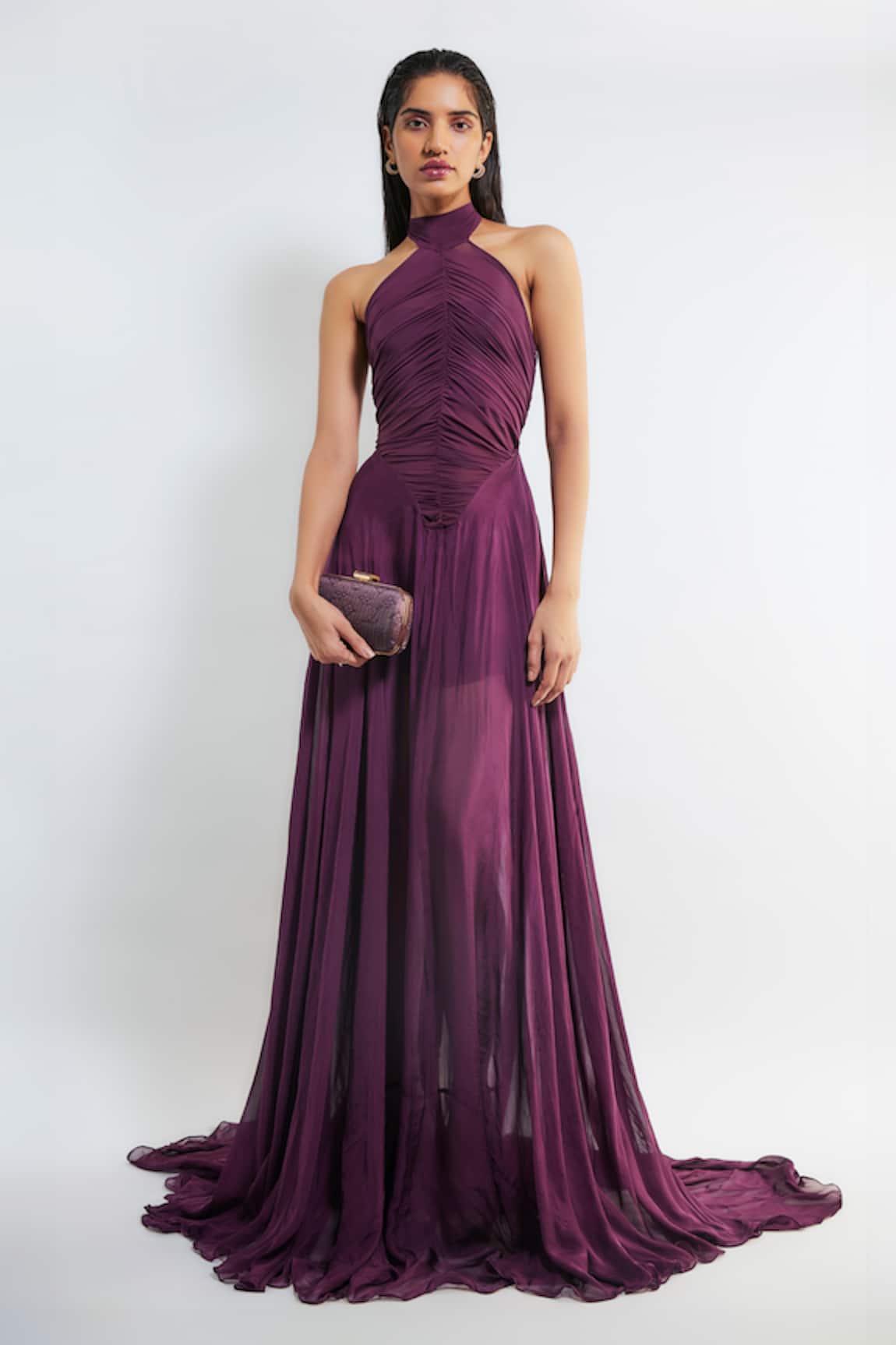 Deme by Gabriella Kerstin Ruched Pleated Gown