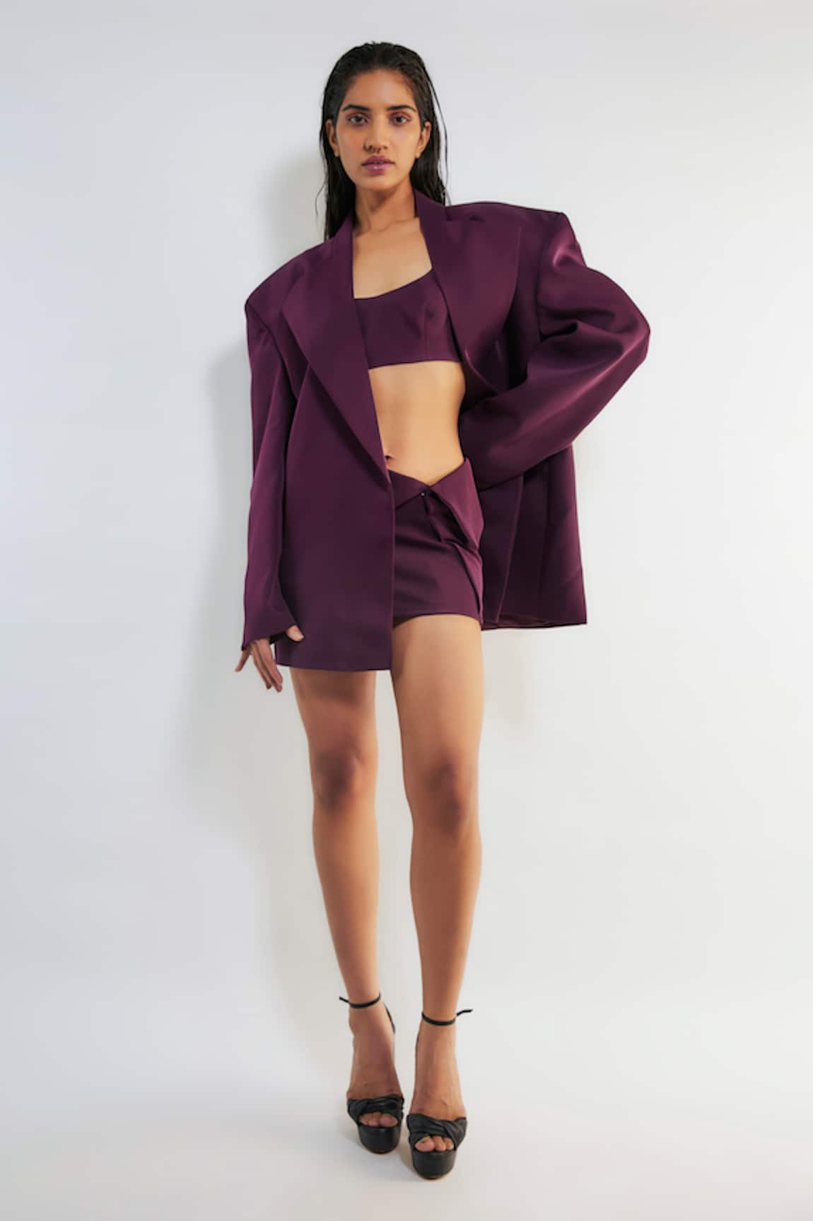 Deme by Gabriella Debbie Plain Jacket Skirt Set