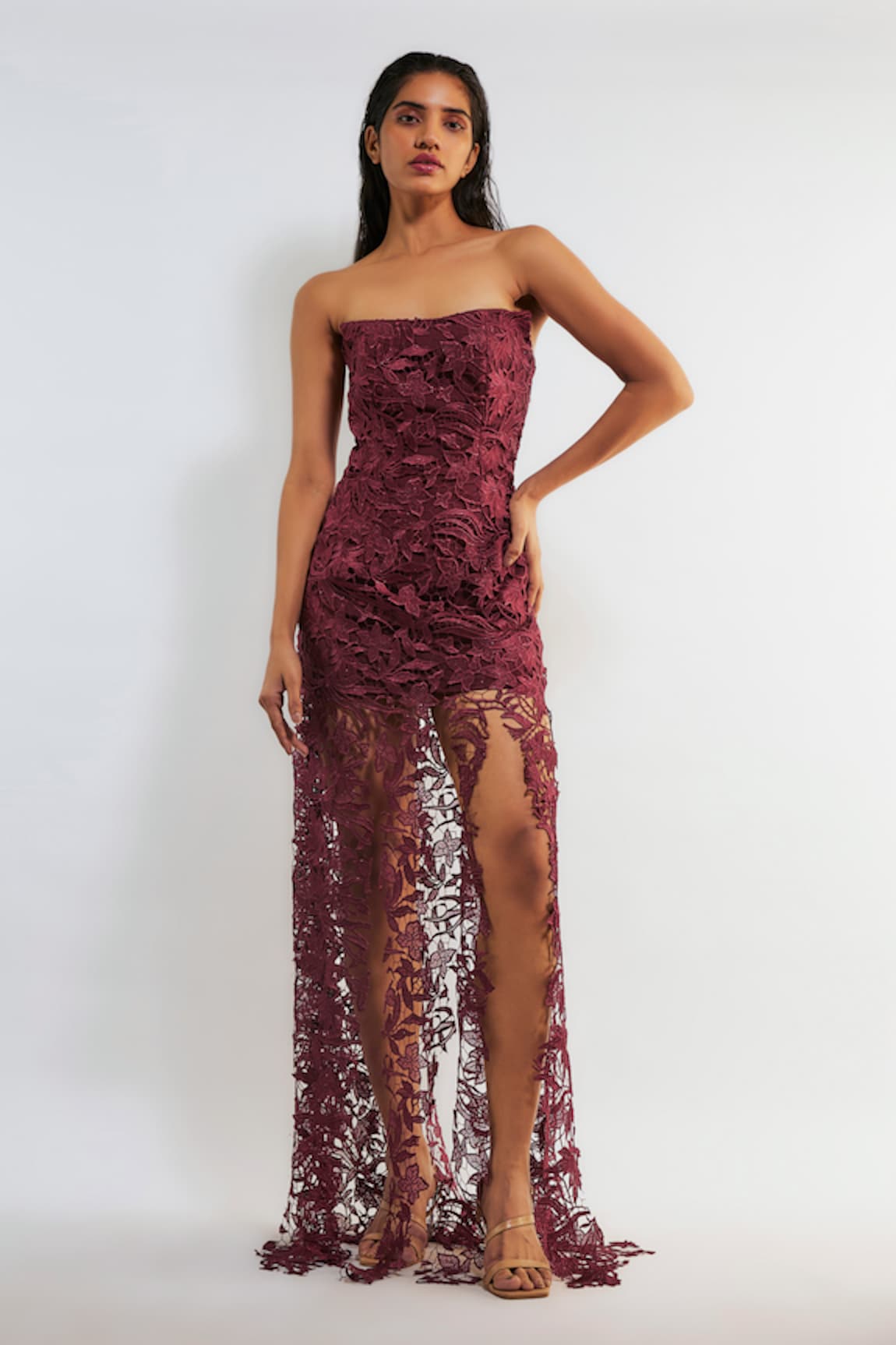 Deme by Gabriella Lou Floral Applique Embroidered Gown