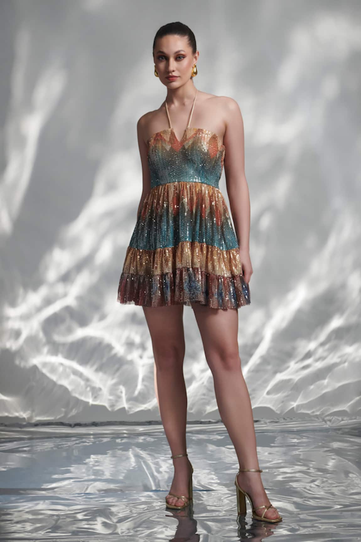 TORQADORN Sequin Embellished Tiered Dress