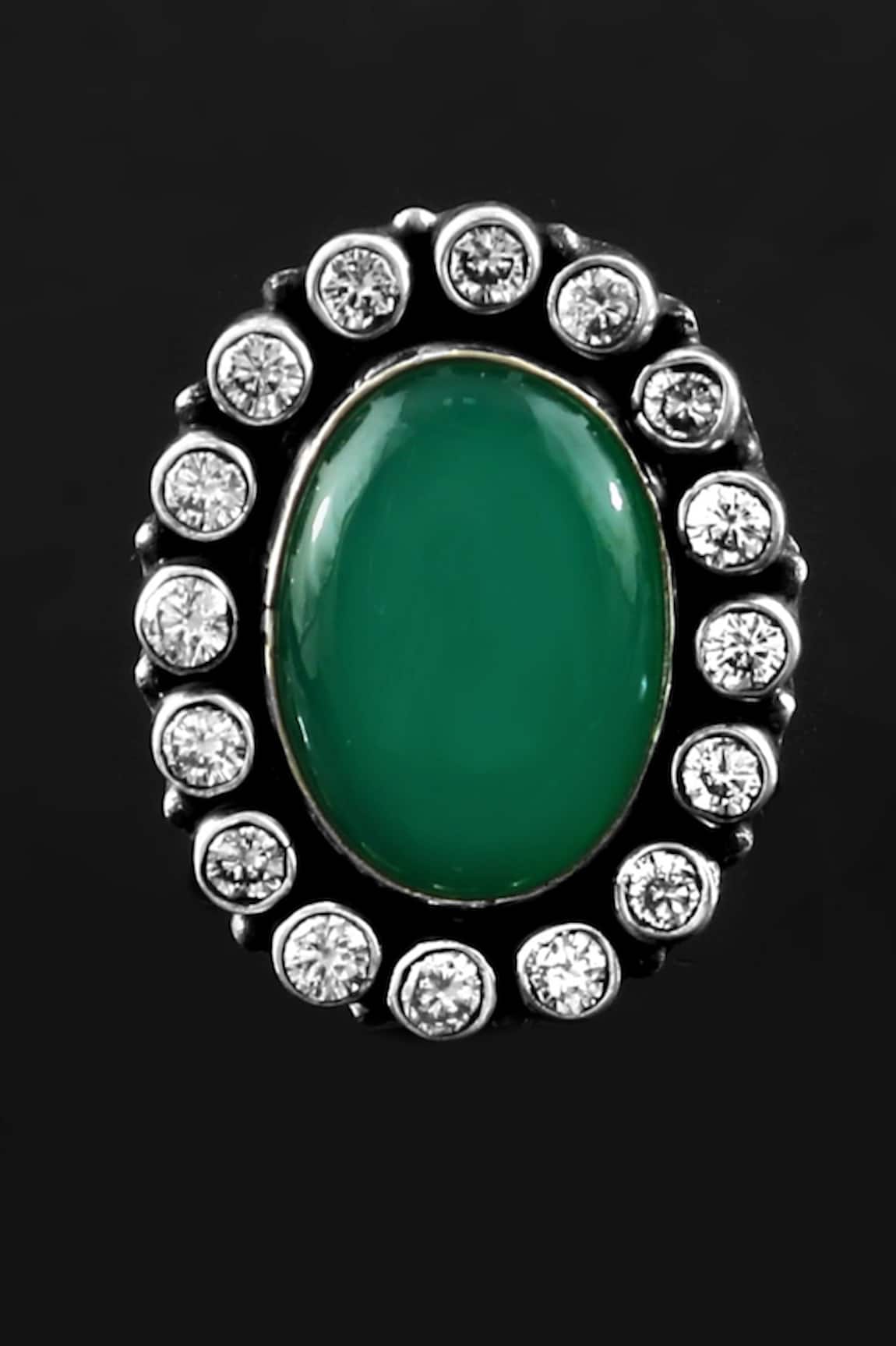 Noor Onyx & Zircon Embellished Ring
