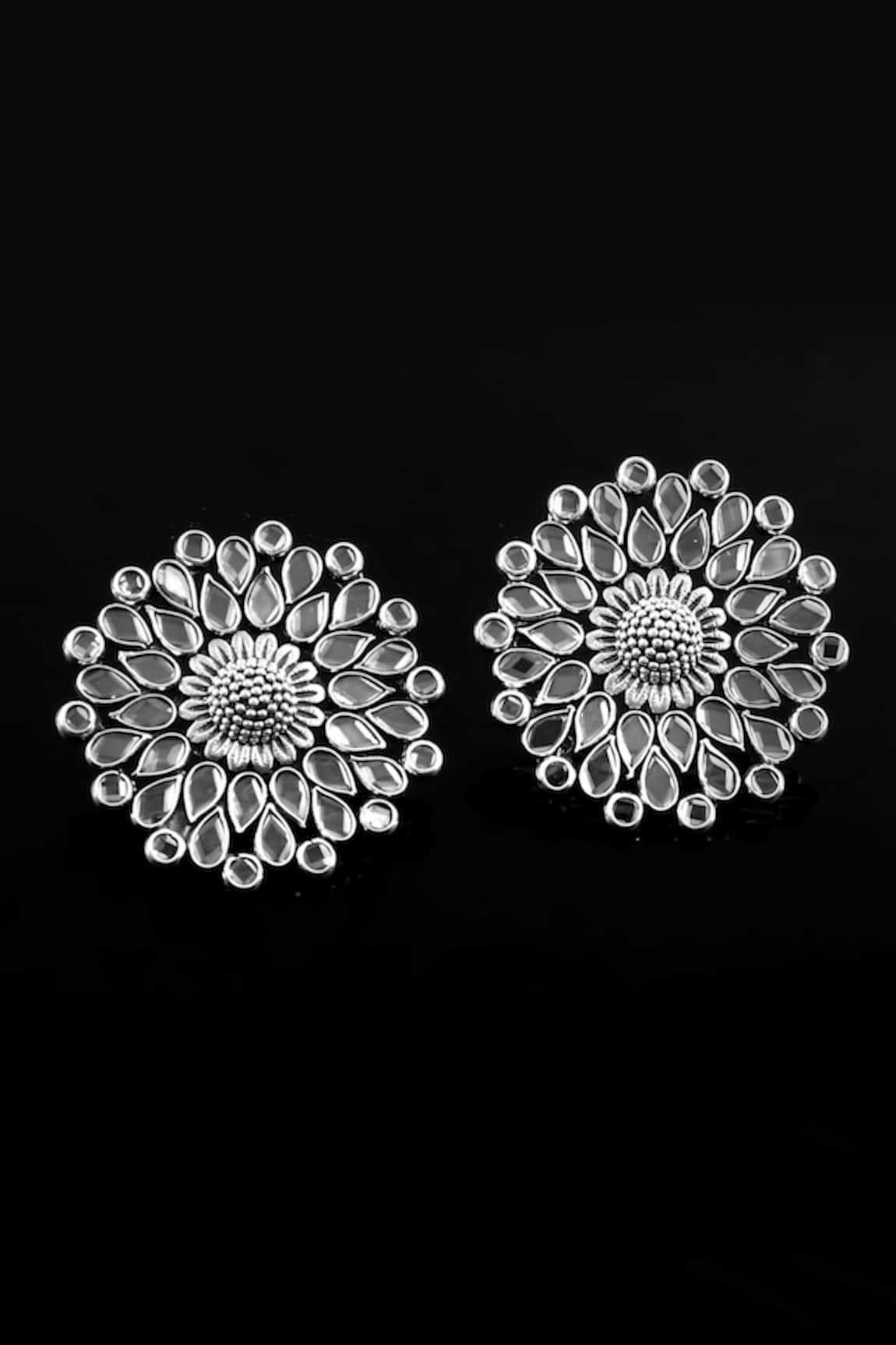 Noor Polki Embellished Floral Studs