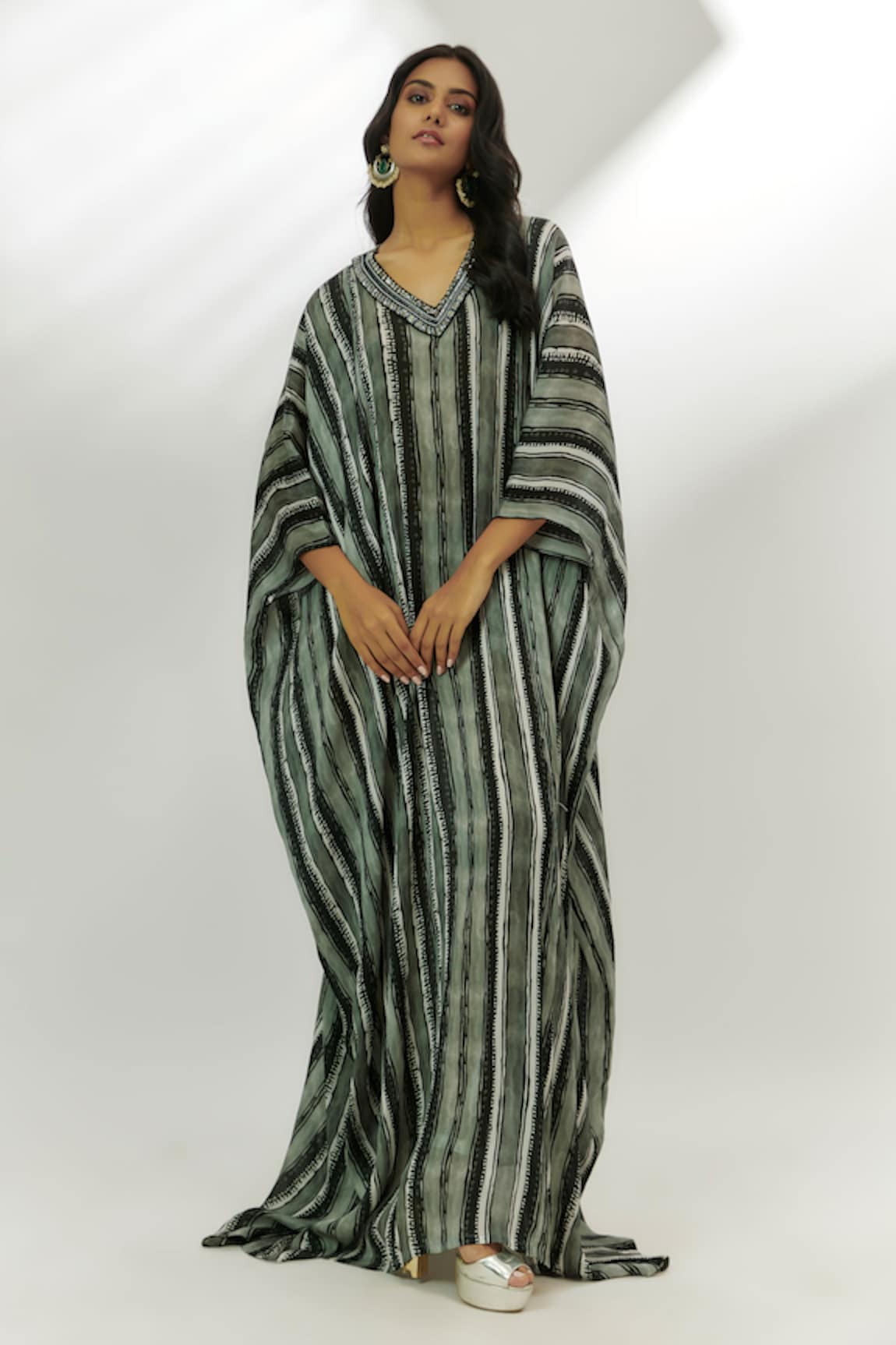 Nadima Saqib Stripe Print Kaftan