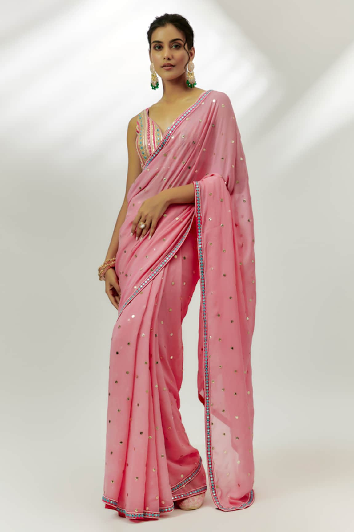 Nadima Saqib Embroidered Saree With Side Cut-Out Blouse