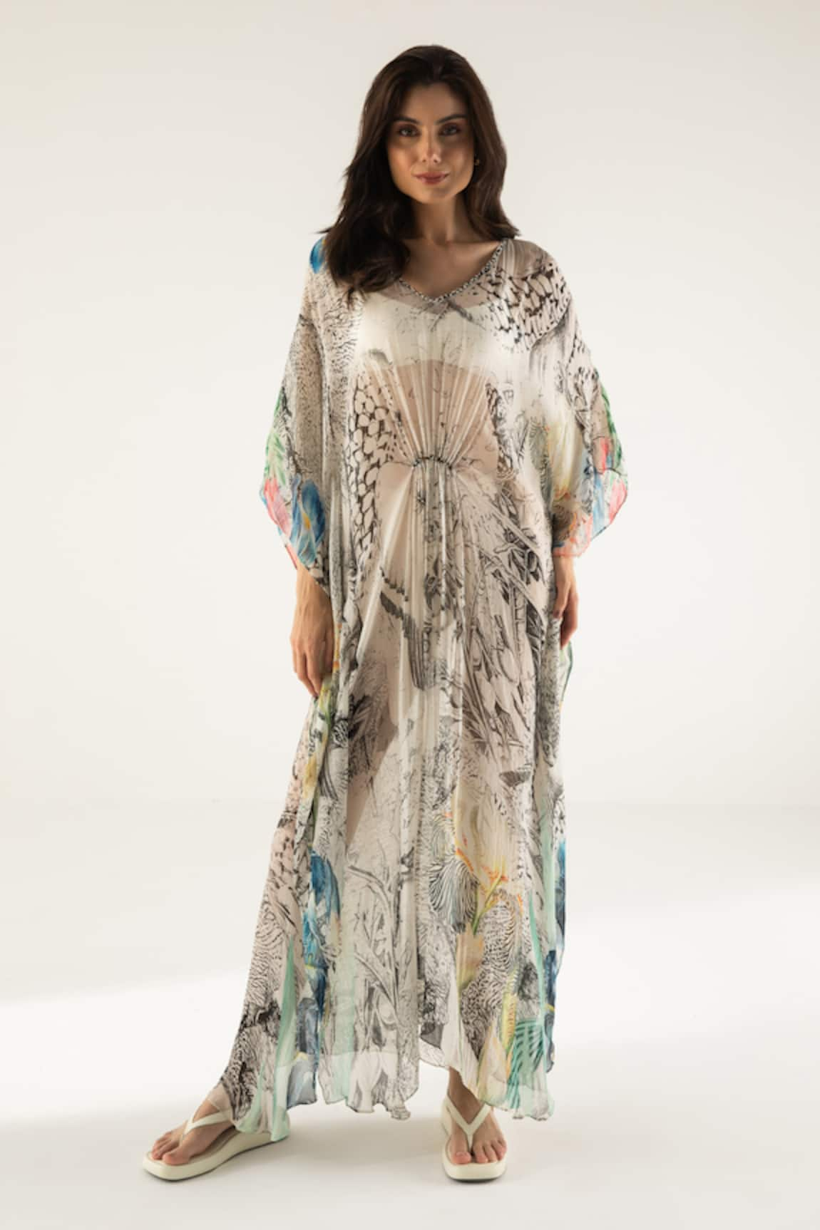 REENA SHARMA Advika Abstract Print Kaftan