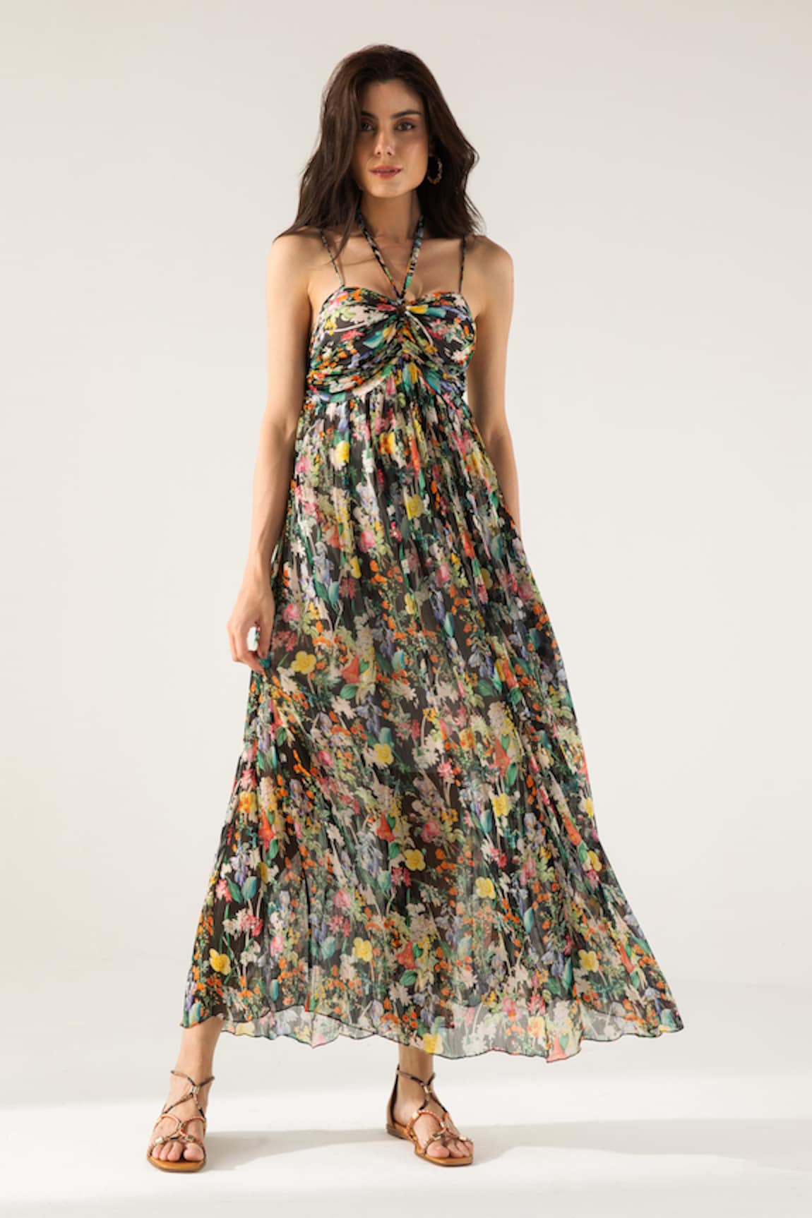 REENA SHARMA Bella Botanical Print Maxi Dress