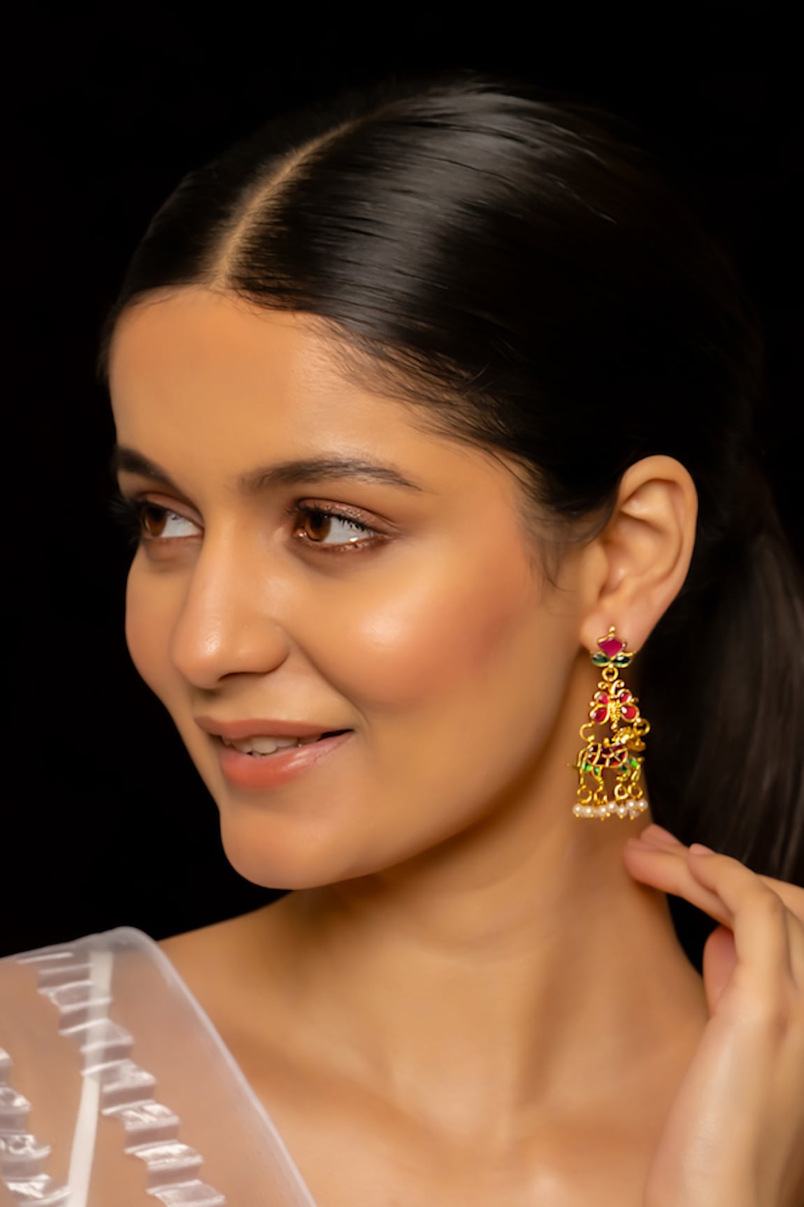 SHLOK JEWELS Kundan Embellished Dangler Earrings