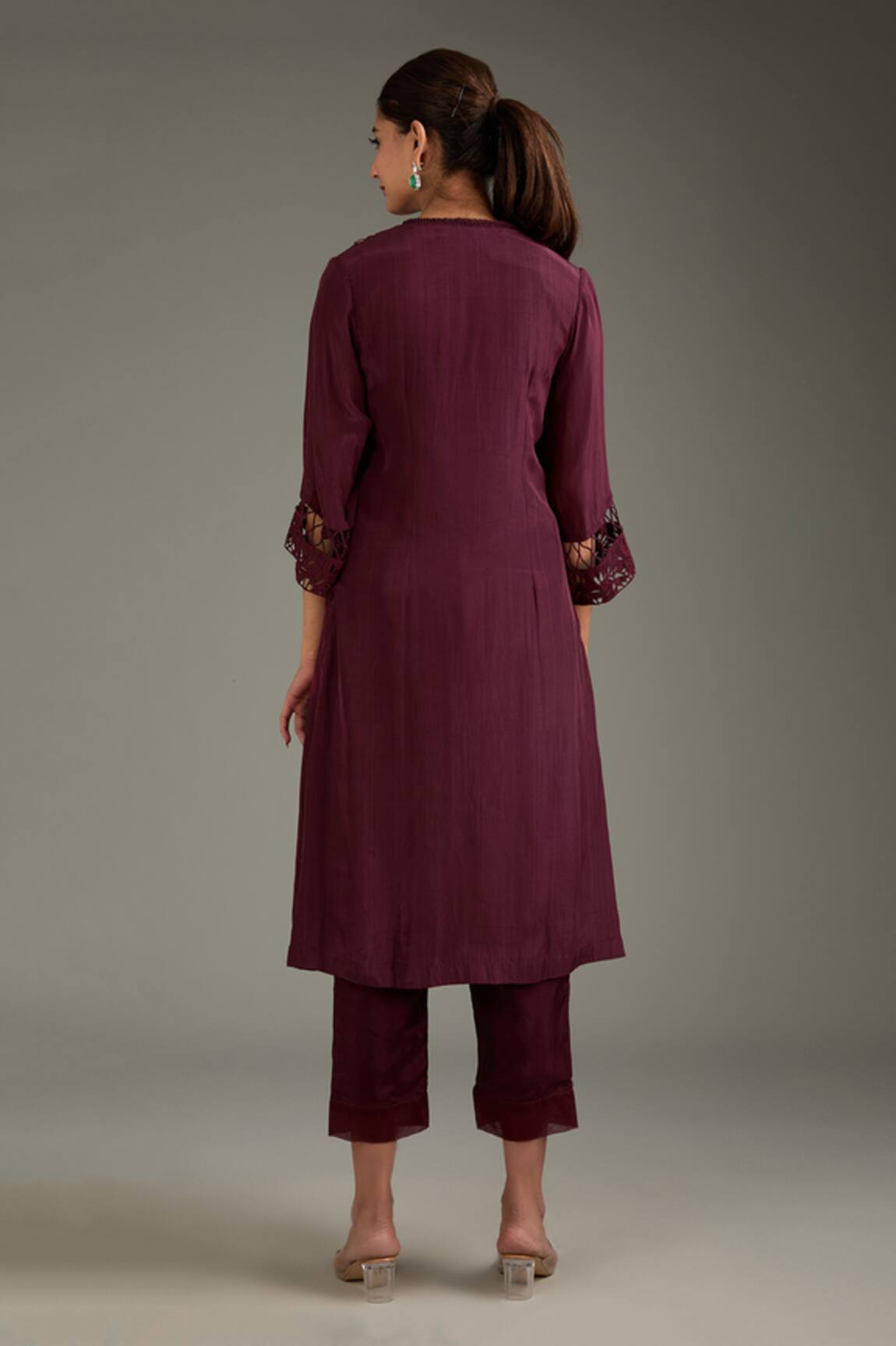 Label Deepshika Agarwal Cutwork Embroidered Yoke Kurta & Pant Set 