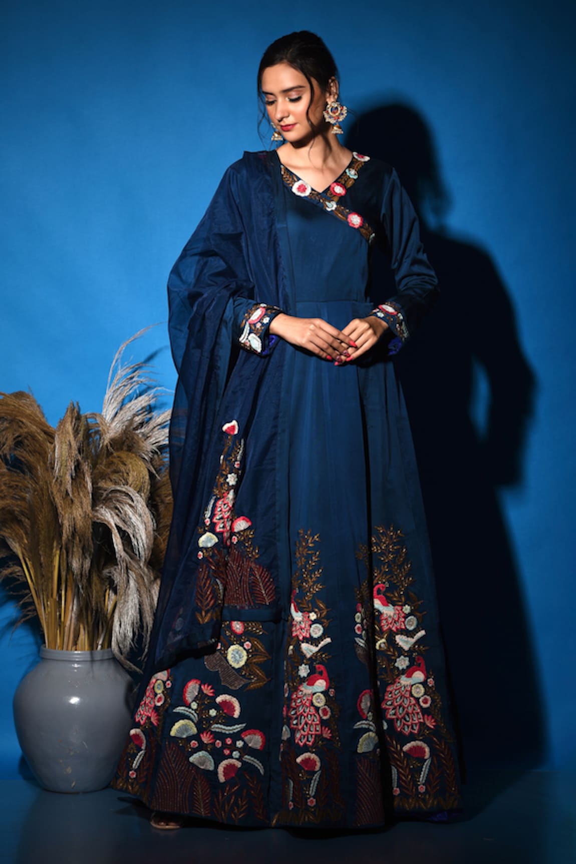 Label Deepshika Agarwal Peacock Embroidered Anarkali With Dupatta