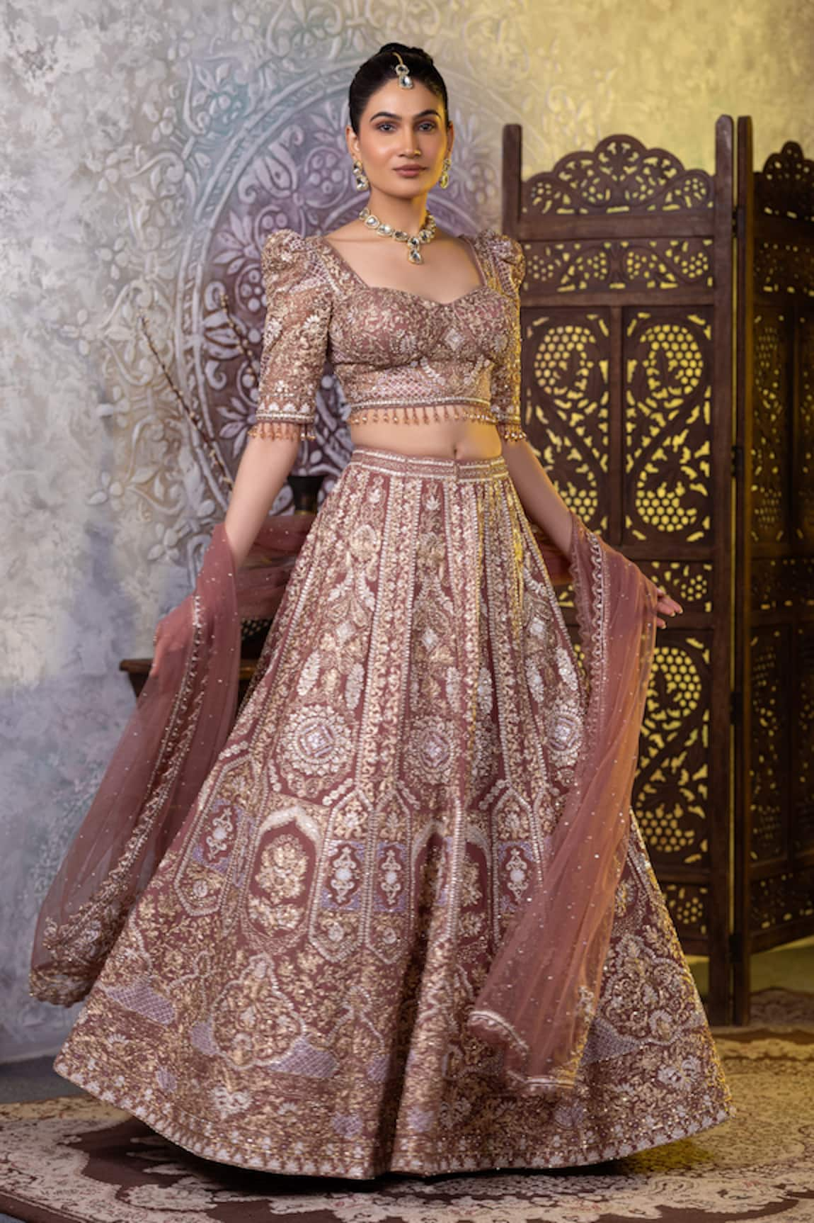 RAJ ARORA Zahira Aari & Dori Embroidered Blouse Lehenga Set