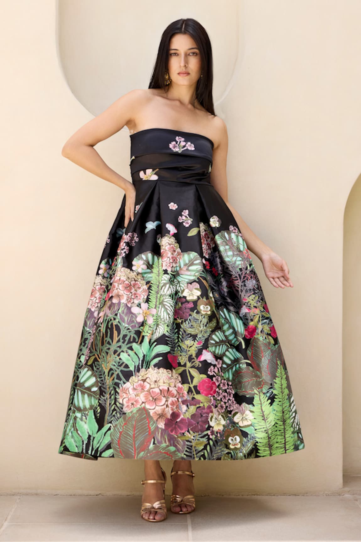 Prints by Radhika Botanic Print Strapless Dress