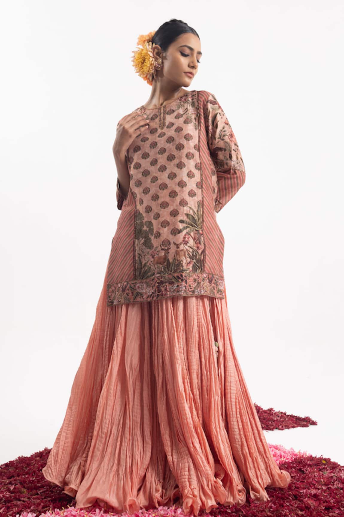 Samant Chauhan Floral Print Kurta With Skirt