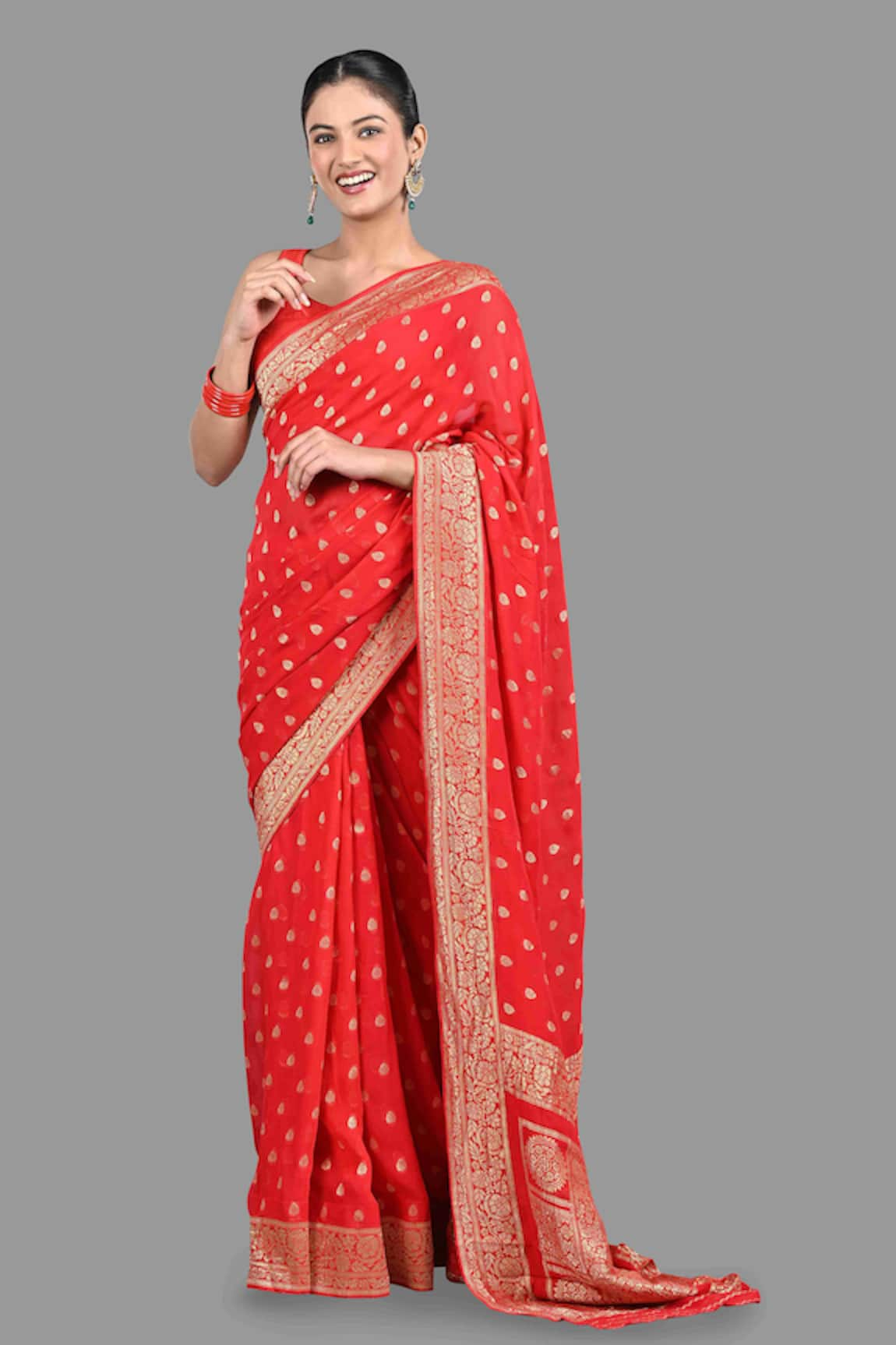 Zal From Benaras Phoolan Woven Banarasi Handloom Saree With Unstitched Blouse Piece