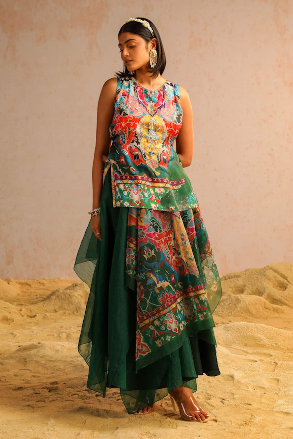 Aditi Gupta Abstract Motifs Print Short Kurta & Skirt Set